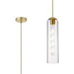 Zara 2.1m Single Pendant, 1 Light Adjustable E27, Satin Gold / Clear