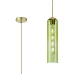Zara 2.1m Single Pendant, 1 Light Adjustable E27, Satin Gold / Green