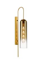 Zara 70cm Curved Wall Light, 1 Light E27, Brass Gold / Gold Fade