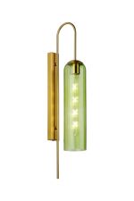 Zara 70cm Curved Wall Light, 1 Light E27, Brass Gold / Green