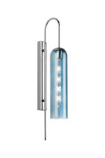Zara 70cm Curved Wall Light, 1 Light E27, Polished Nickel / Blue