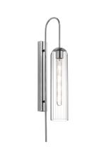 Zara 70cm Curved Wall Light, 1 Light E27, Polished Nickel / Clear
