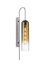 Zara 70cm Curved Wall Light, 1 Light E27, Polished Nickel / Gold Fade