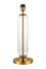 Zara Tubular Table Lamp Without Shade, 1 Light E27, Brass Gold/Clear Glass