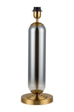 Zara Tubular Table Lamp Without Shade, 1 Light E27, Brass Gold/Smoke Fade Glass