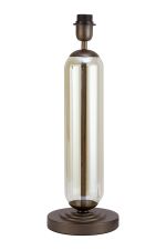 Zara Tubular Table Lamp Without Shade, 1 Light E27, Matt Bronze Plated/Cognac Glass