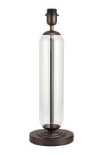 Zara Tubular Table Lamp Without Shade, 1 Light E27, Matt Bronze Plated/Clear Glass