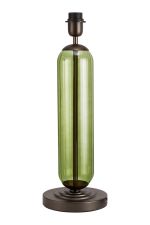 Zara Tubular Table Lamp Without Shade, 1 Light E27, Matt Bronze Plated/Moss Green Glass