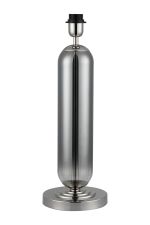 Zara Tubular Table Lamp Without Shade, 1 Light E27, Polished Nickel/Smoke Fade Glass