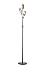 Vico Floor Lamp, 3 Light G9, Anthracite/Satin Nickel/Smoked Glass
