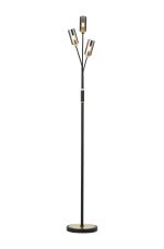 Vico Floor Lamp, 3 Light G9, Satin Black/Gold/Smoked Glass