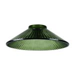 Luxe 25x8cm Pleated Cone Glass Shade (L), Dark Green