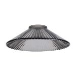 Luxe 25x8cm Pleated Cone Glass Shade (L), Smoke