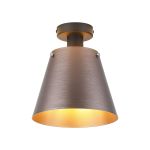 Tera Ceiling Light With 23cm x 18cm Shade, 1 Light E27, Sand Black/Brown/Copper Metal Shade