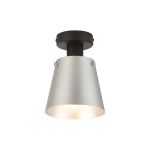 Tera Ceiling Light With 16cm x 14cm Shade, 1 Light E27, Sand Black/Light Grey/Silver Metal Shade