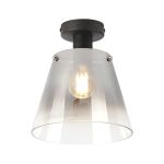 Tera Ceiling Light With 23cm x 18cm Shade, 1 Light E27, Sand Black/Smoke Faded Glass Shade