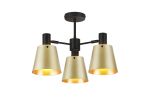 Tera 65cm Semi Ceiling Light Adjustable Arms With 16cm x 14cm Shade, 3 Light E27, Sand Black/Brass/Gold Metal Shade
