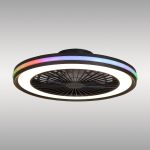 Gamer 53cm 60W LED Dimmable White/RGB Ceiling Light With Built-In 26W DC Fan With Single Speed Reverse, c/w Remote Control, 6700lm, Black