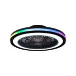 Gamer 47cm 40W LED Dimmable White/RGB Ceiling Light With Built-In 20W DC Fan With Single Speed Reverse, c/w Remote Control, 4200lm, Black