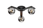 Bagno 51cm Flush Ceiling, 3 Light G9, IP44, Black/Polished Chrome/Smoke Smooth Round Glass