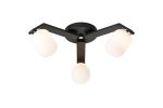 Bagno 51cm Flush Ceiling, 3 Light G9, IP44, Black/Polished Chrome/Opal Smooth Tubular Glass