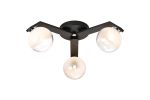Bagno 51cm Flush Ceiling, 3 Light G9, IP44, Black/Polished Chrome/White Two-Tone Snow Specks Round Glass