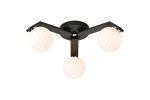 Bagno 51cm Flush Ceiling, 3 Light G9, IP44, Black/Polished Chrome/Opal Round Segment Glass