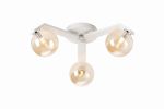 Bagno 51cm Flush Ceiling, 3 Light G9, IP44, White/Polished Chrome/Amber Smooth Round Glass