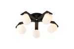 Bagno 54cm Flush Ceiling, 5 Light G9, IP44, Black/Polished Chrome/Opal Smooth Tubular Glass
