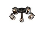 Bagno 54cm Flush Ceiling, 5 Light G9, IP44, Black/Polished Chrome/Smoke Smooth Tubular Glass