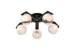 Bagno 54cm Flush Ceiling, 5 Light G9, IP44, Black/Polished Chrome/White Two-Tone Snow Specks Round Glass