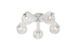Bagno 54cm Flush Ceiling, 5 Light G9, IP44, White/Polished Chrome/Clear Ribbed Round Glass
