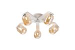Bagno 54cm Flush Ceiling, 5 Light G9, IP44, White/Polished Chrome/Amber Smooth Tubular Glass