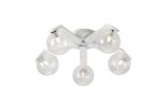 Bagno 54cm Flush Ceiling, 5 Light G9, IP44, White/Polished Chrome/Clear Swirl Round Glass