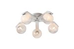 Bagno 54cm Flush Ceiling, 5 Light G9, IP44, White/Polished Chrome/White Two-Tone Snow Specks Round Glass