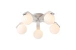 Bagno 54cm Flush Ceiling, 5 Light G9, IP44, White/Polished Chrome/Opal Round Segment Glass