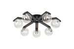Bagno 64cm Flush Ceiling, 7 Light G9, IP44, Black/Polished Chrome/Clear Smooth Round Glass
