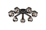 Bagno 64cm Flush Ceiling, 7 Light G9, IP44, Black/Polished Chrome/Smoke Smooth Round Glass