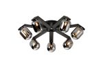 Bagno 64cm Flush Ceiling, 7 Light G9, IP44, Black/Polished Chrome/Smoke Smooth Tubular Glass