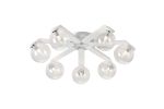 Bagno 64cm Flush Ceiling, 7 Light G9, IP44, White/Polished Chrome/Clear Smooth Round Glass