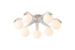 Bagno 64cm Flush Ceiling, 7 Light G9, IP44, White/Polished Chrome/Opal Smooth Round Glass
