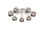 Bagno 64cm Flush Ceiling, 7 Light G9, IP44, White/Polished Chrome/Smoke Smooth Round Glass