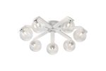 Bagno 64cm Flush Ceiling, 7 Light G9, IP44, White/Polished Chrome/Clear Ribbed Round Glass