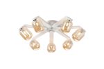 Bagno 64cm Flush Ceiling, 7 Light G9, IP44, White/Polished Chrome/Amber Smooth Tubular Glass