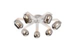 Bagno 64cm Flush Ceiling, 7 Light G9, IP44, White/Polished Chrome/Smoke Smooth Tubular Glass