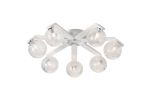 Bagno 64cm Flush Ceiling, 7 Light G9, IP44, White/Polished Chrome/Clear Dune Effect Round Glass