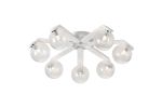 Bagno 64cm Flush Ceiling, 7 Light G9, IP44, White/Polished Chrome/Clear Swirl Round Glass