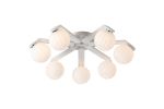 Bagno 64cm Flush Ceiling, 7 Light G9, IP44, White/Polished Chrome/Opal Round Segment Glass