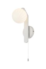Bagno Pull Switch Wall Light, 1 Light G9, IP44, White/Polished Chrome/Opal Round Segment Glass