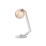 Bagno Table Lamp, 1 Light G9, White/Polished Chrome/Amber Ribbed Round Glass